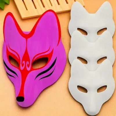 

4Pcs DIY Fox Mask Blank White Masquerade Masks Halloween Costume Party Prom Painting Crafts DIY Mask Masquerade Masks