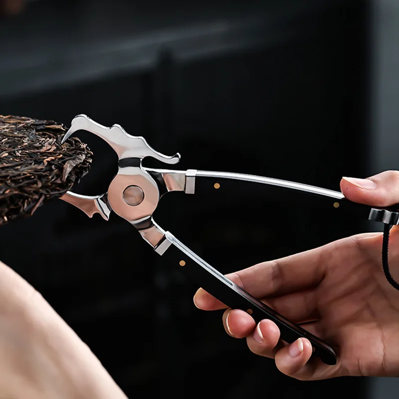 Stainless Steel Puer Tea Cutter with Decorative Bead Tassel Heavy Duty Pliers for Breaking Compressed Tea Brick