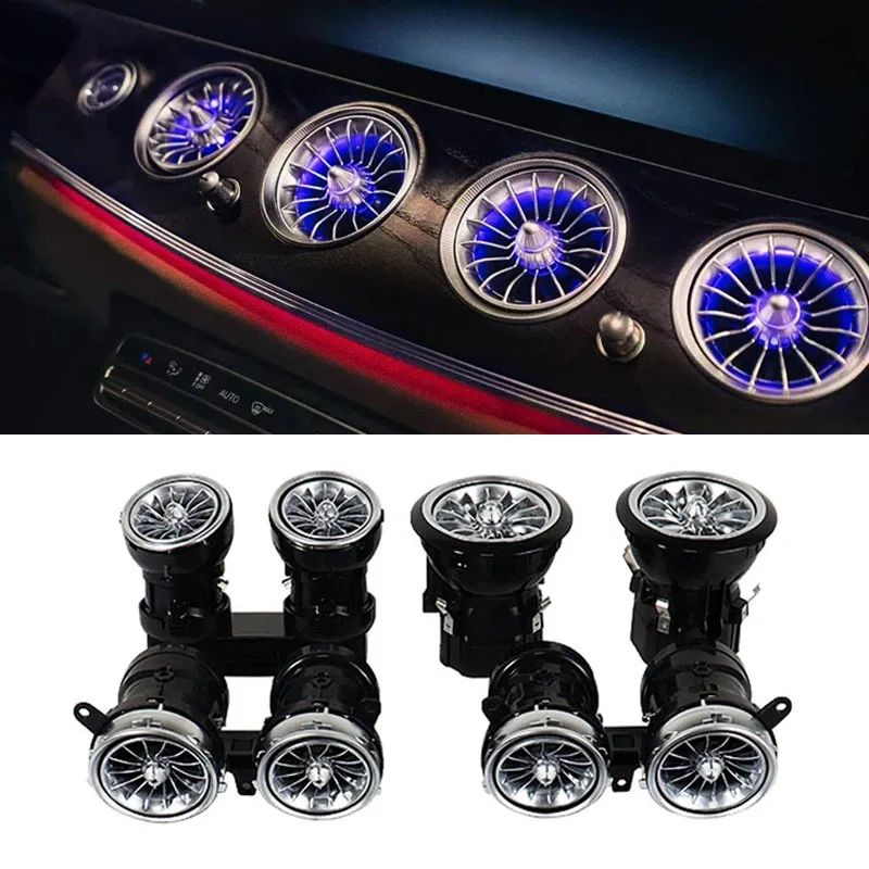 Car Accessories 64 Color LED Air Condition Vent Outlet Turbine Air Vent For Mercedes E Class W213 2016-2021