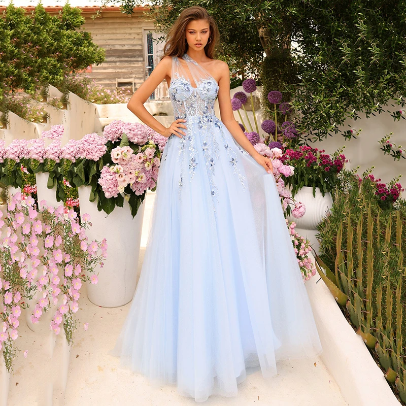 Eightree Sexy A-Line Prom Dresses 2024 One Shoulder Appliques Evening Dress Princess Cocktail Party Prom Ball Gowns Custom Size