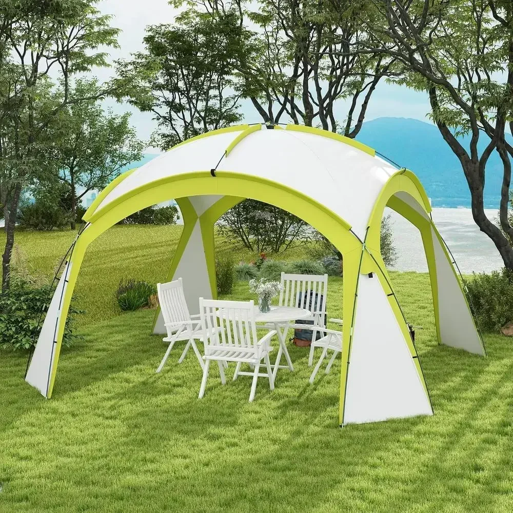 3.5m x 3.5m Green Camping Gazebo: Outdoor Shelter, Sun Shade for Events & Patios