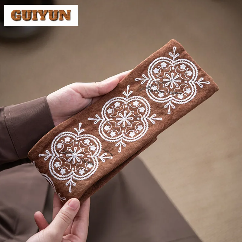 Embroidered Window Flower Tea Towel Zen Tea Cup Pad Dish Towels For Kitchen Tea Napkins Tea Cloth Teaware Equipment Gift