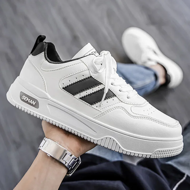 

Женские белые кроссовки, осенние повседневные кроссовки на толстой подошве со шнуровкой на плоской подошве, противоскользящие уличные прогулочные спортивные туфли для доски, Sapatos Femininos