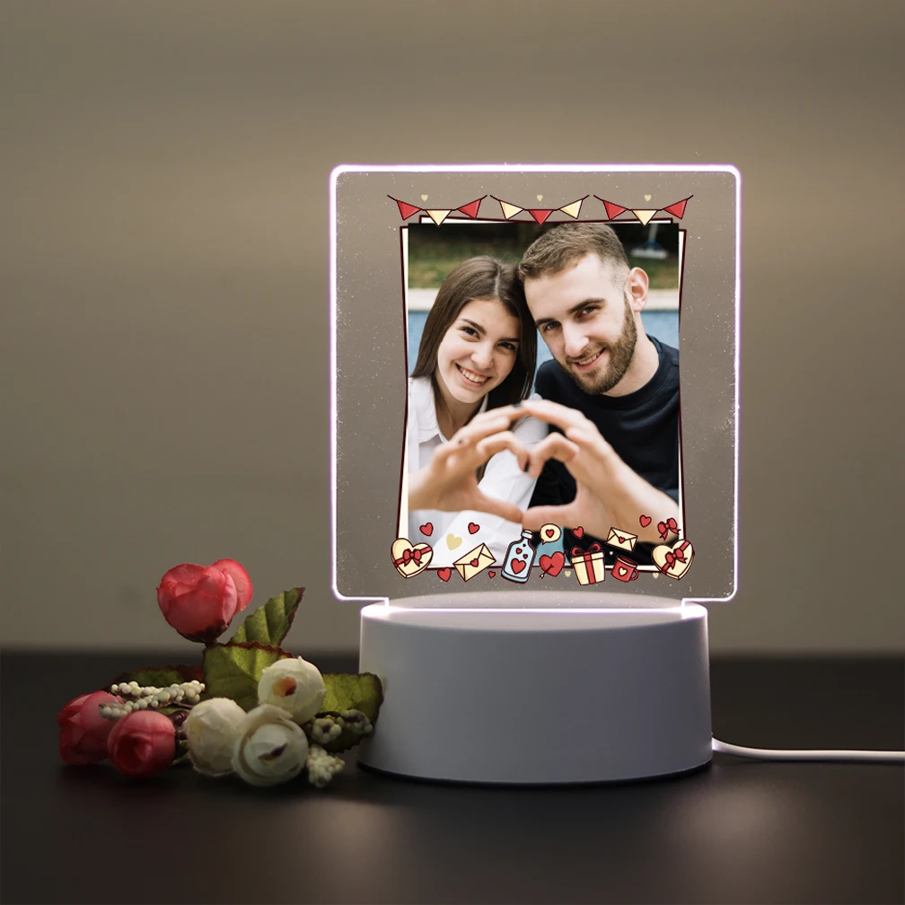 1 Stück Personalisierte süße Paar-Fotoleuchte, lustige 3D-LED-Acryl-Nachtlichter, optische Illusions-Tischlampe, 3D-Illusionslicht