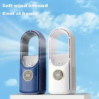 1pc Bladeless Fan with Mist Spray Summer Home Desktop USB Cooling Fan Humidifying Cool Breeze Air Conditioner Fan