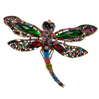 women rhinestone studded dragonfly brooch, fashionable insect coat accessories pin jewelry