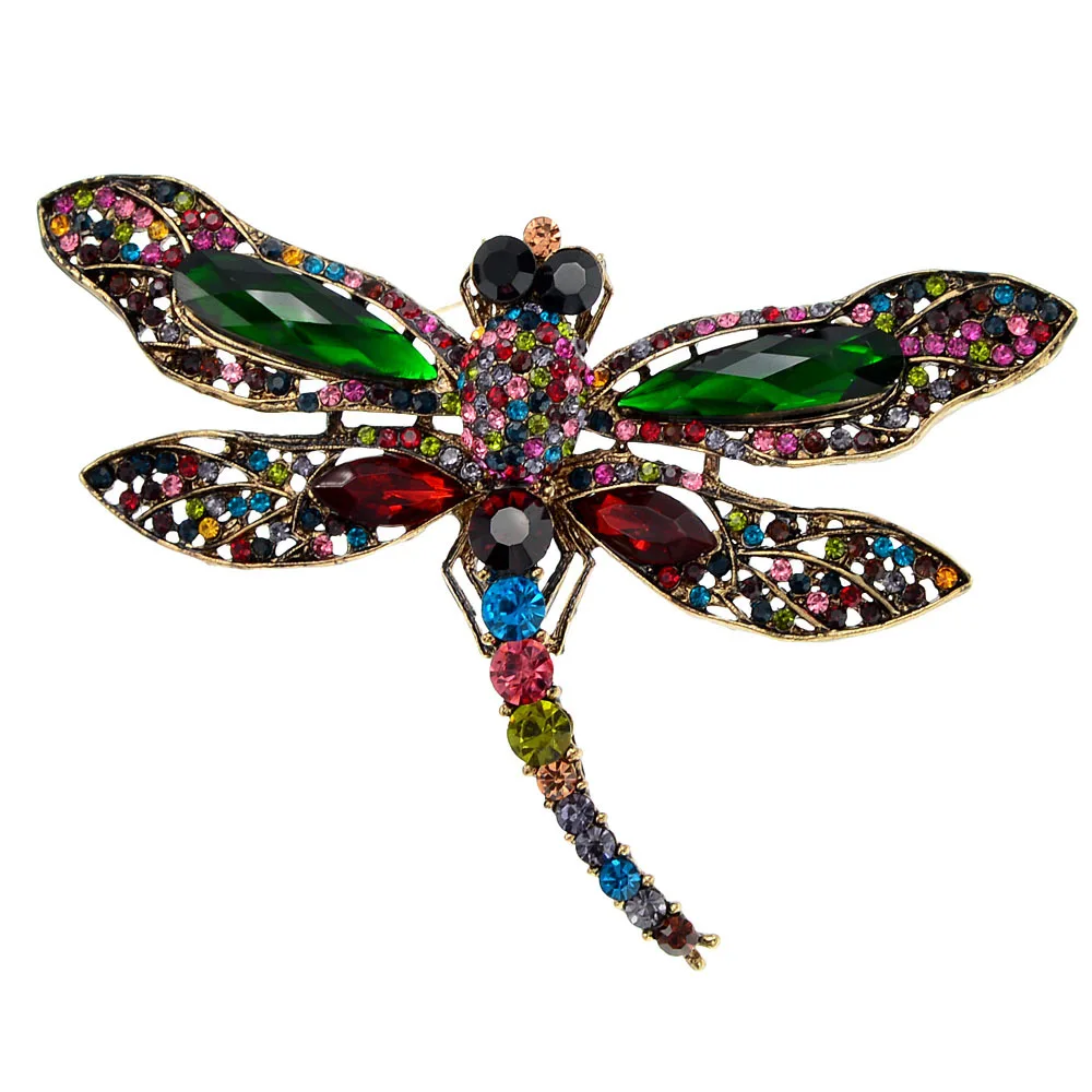 women rhinestone studded dragonfly brooch, fashionable insect coat accessories pin jewelry