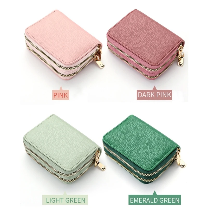 Compact and Stylish Double layer Card Holder with Zipper Closure for Women Men