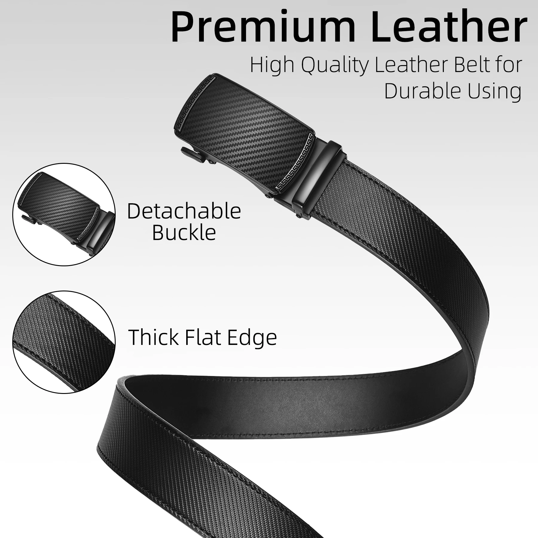 حزام جلد للرجال، حزام بسقاطة منزلق مع جلد ممتاز، حزام فستان بسقاطة مع مشبك نقرا تلقائي، هدية للزوج