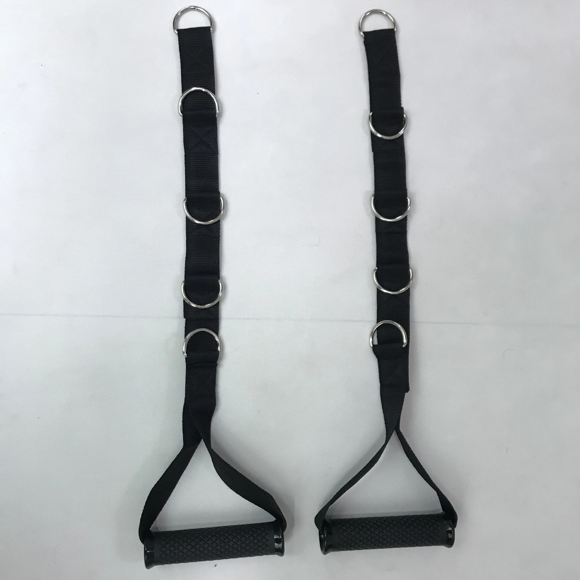 Adjustable Gym Handle with 5 D-Rings for Cable Machine Lifting Pulling Workout Anti-slip Stirrup Handle Triceps Bar Accessories