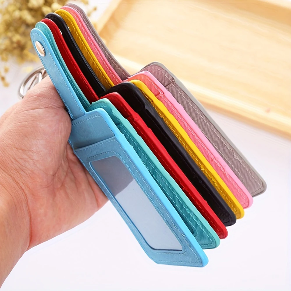 1 قطعة بلون ثلاثة فتحة حامل بطاقة الحافلة طالب وجبة بطاقة حامل بطاقة البنك فو الجلود بولي Card حافظة S004037 #3