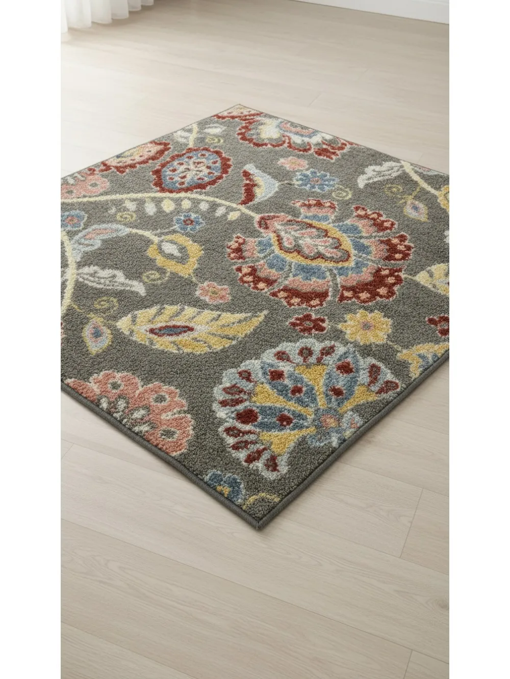 

Моющийся нескользящий коврик с цветочным принтом — серый внутренний ковер для прихожей, кухни, ванной комнаты — сделано в США