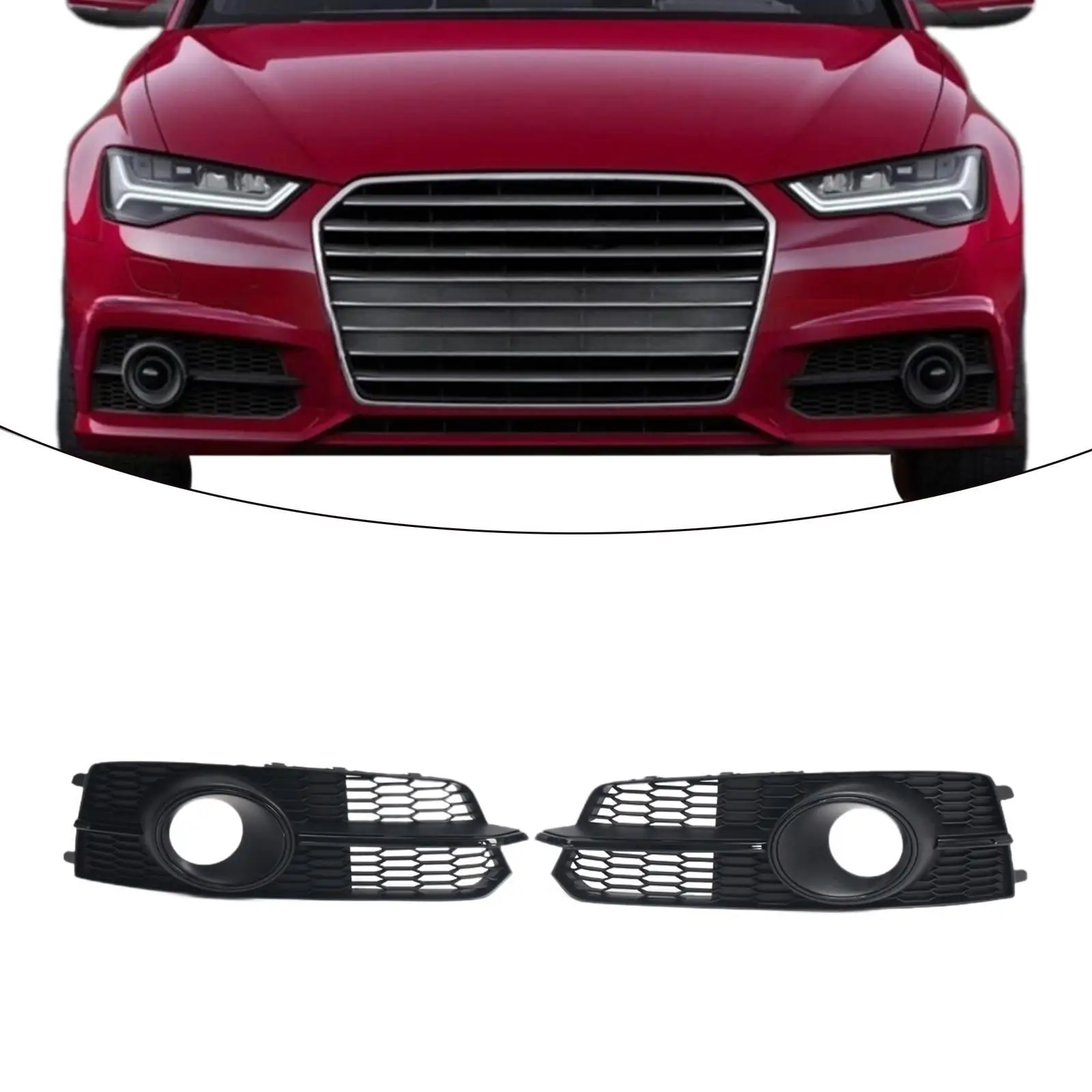 

2 Front Bumper Lower Side Grilles Replaces for Audi A6 S-line 2014-2018