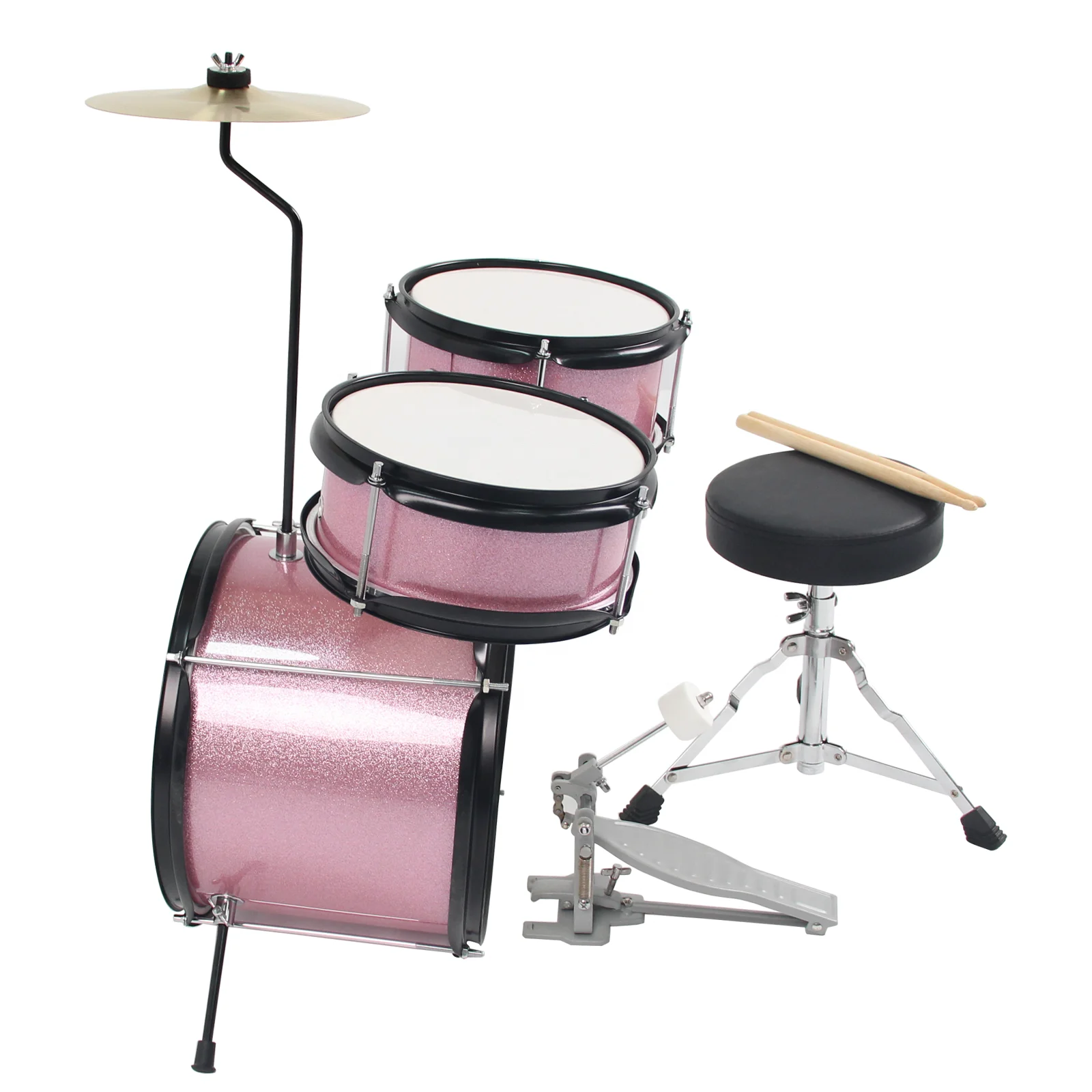 Customizable Pink Junior Drum Kit Multifunctional Kids Percussion Instrument for Jazz Music