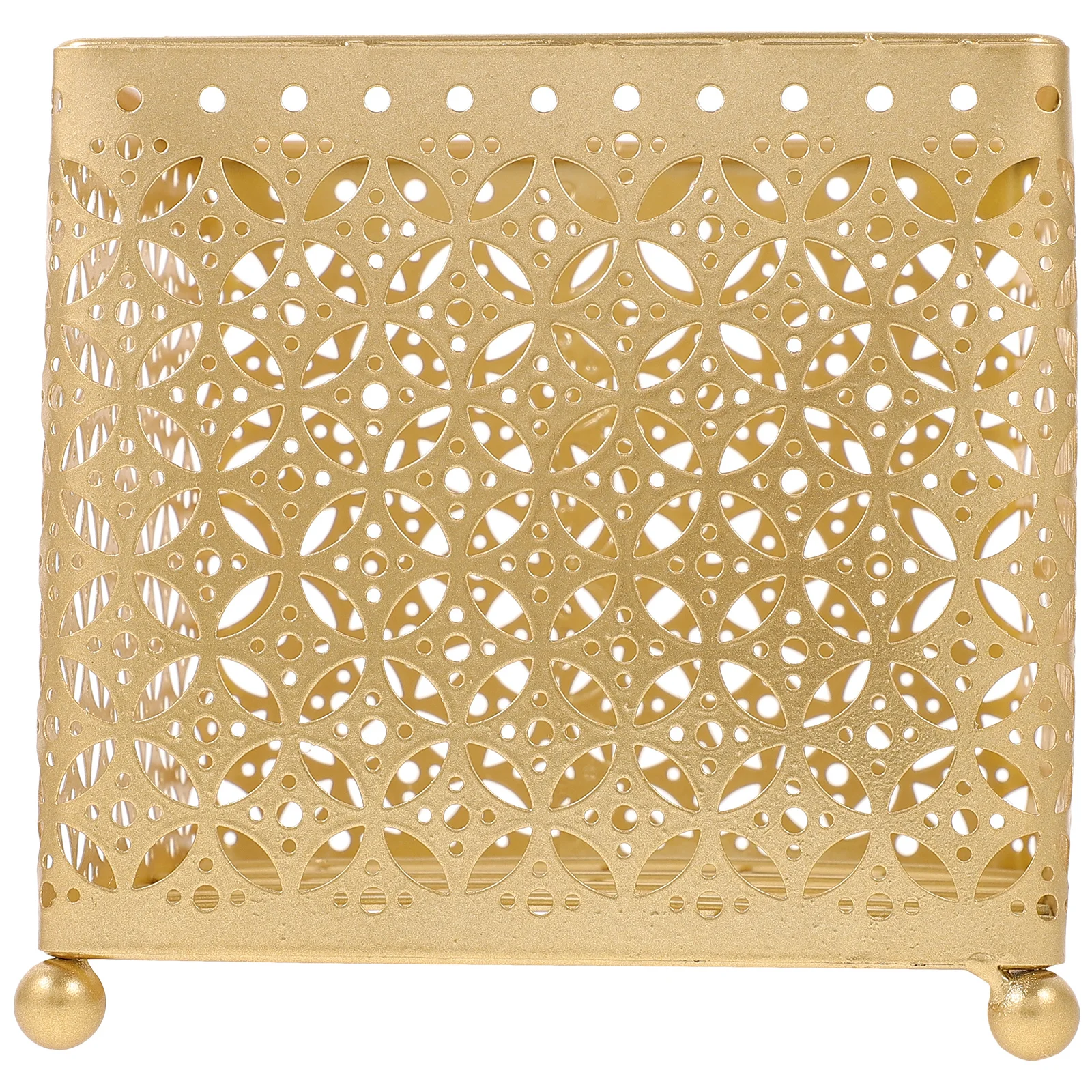 

Modern Gold Desktop Metal Storage Basket for Makeup Cosmetics Organization Versatile Small Holder Pen Chopsticks Coffee Bags