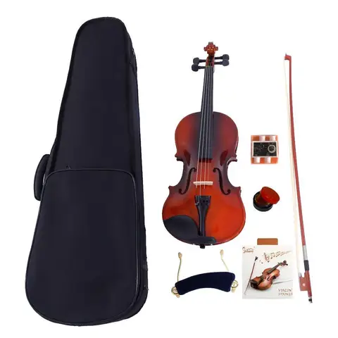 New Glarry 4/4 Full Size Maple Wood Acoustic Violin Set w/ Case Row Rosin