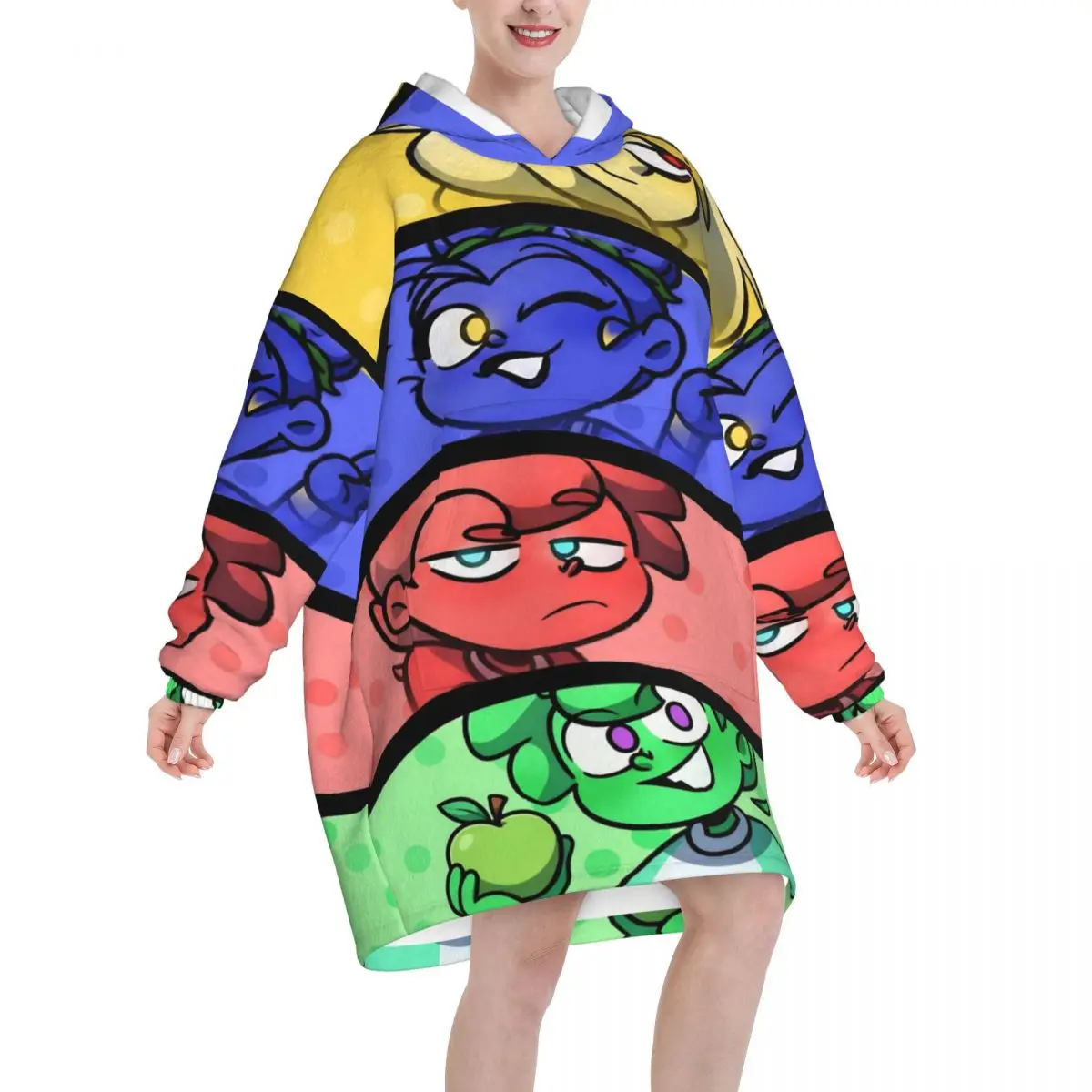 Mundos Torajos Wearable Blanket Hoodie for Women Men Oversized Sweatshirt Blanket with Pocket