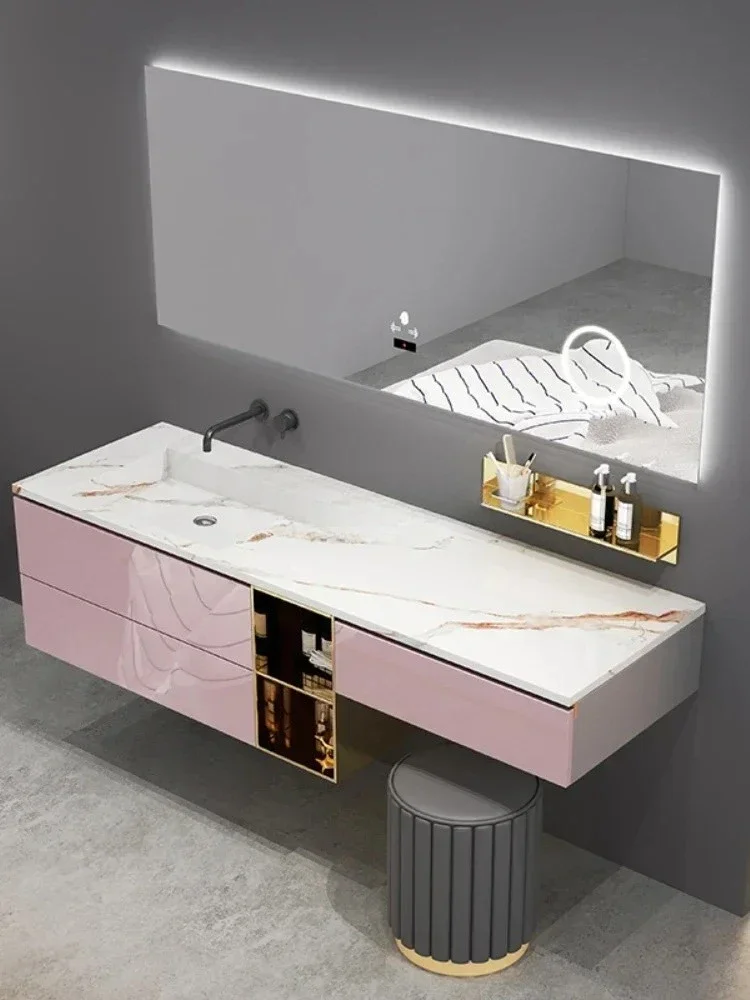 Stone Plate Whole Washbin Bathroom Cabinet Combination Bathroom Table Luxury Smart Dresser Modern