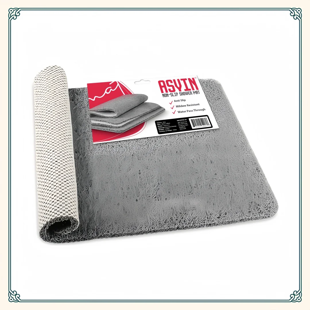 Non-Slip Bath Mat - Soft PVC Loofah Texture, Quick Dry & Phthalate-Free. 24x16 Inch for Shower Tub Safety.