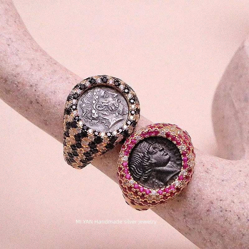 

Customized 925 Silver Plated Thick Gold Drawing Brush Style Handmade Brushed Ring