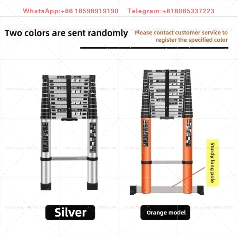 150KG Weight Capacity 8 Meter Telescopic Ladder, Portable Aluminum Folding Extension Ladder With Safety Hook For Roof Repair