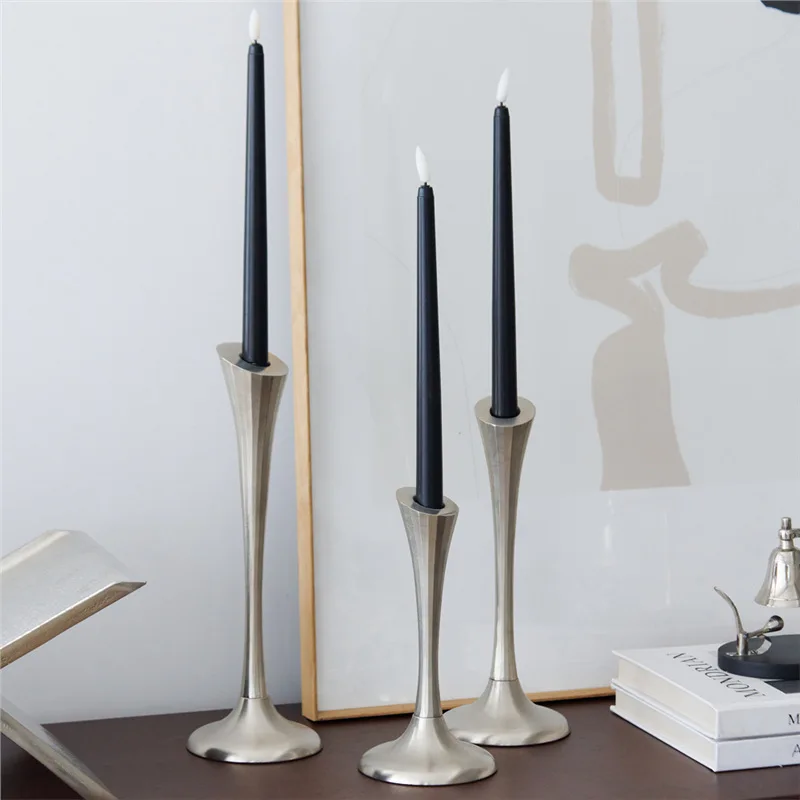 

Modern simple special-shaped candlestick aluminum color Diana tapered candlestick ornament model room table decoration