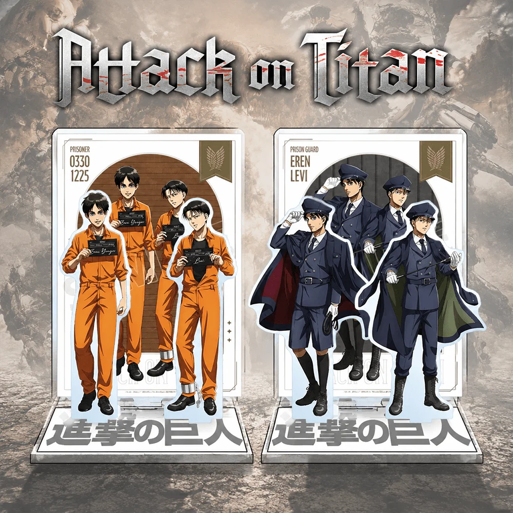 Attack on Titan Eren Levi 15cm Acrylic Stand Keychain Prison Uniform Group Tabletop Ornament Desk Room Decor Itabag Figure Gift
