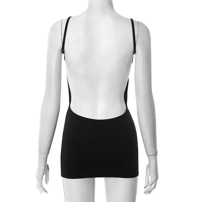 秋冬セクシーな背中の開いた Y2K 黒人女性ミニドレス衣装パーティークラブ誕生日ノースリーブボディコンショートドレス Vestido ギフト