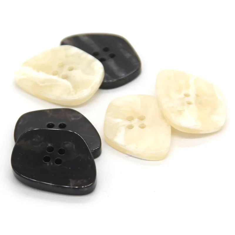 HENGC 4 Holes Square Light Pearl Resin Buttons For Clothing Chic Beige Black Girls Dress Fur Coat Jacket Suit Sewing Buttons