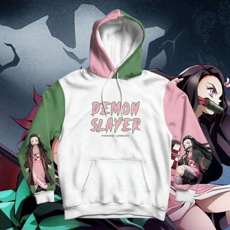 

Толстовка с капюшоном в стиле аниме «Убийца демонов» Nezuko для взрослых и детей, осенне-зимняя толстовка с 3D принтом, повседневная уличная одежда с круглым вырезом