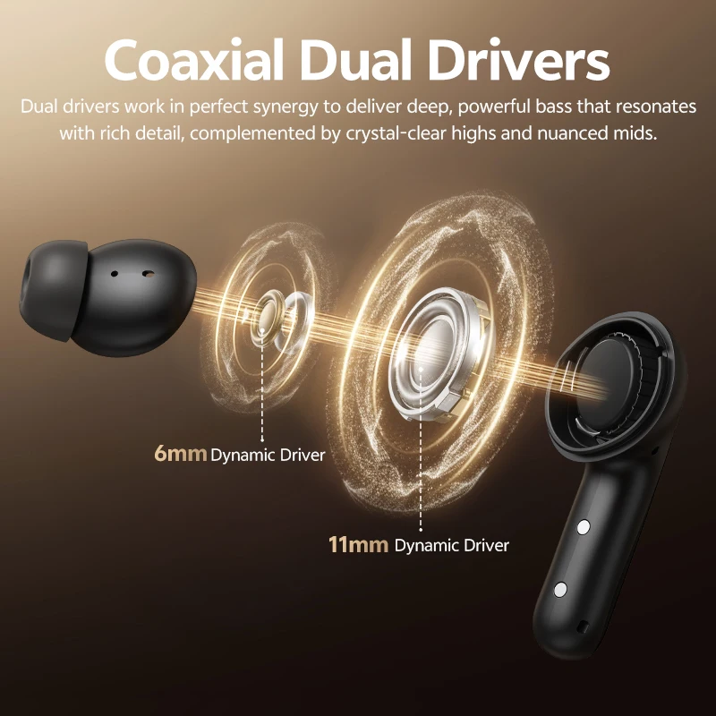 QCY MeloBuds N60 BH25HT19A Wireless Bluetooth 6.0 Earphone Bass Boost LDAC Hi-Res Audio Earbud -56dB Hybrid ANC 45Hrs Headphone