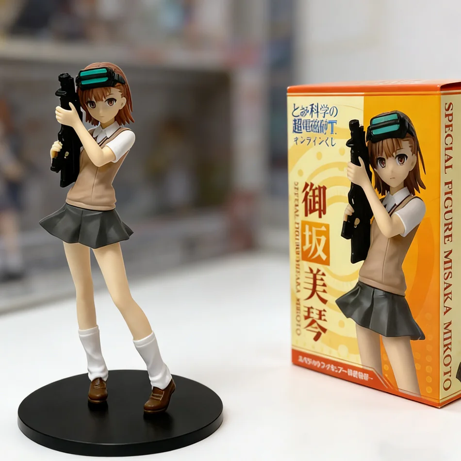 Figura de acción de anime de 17 cm, Misaka Mikoto de Railgun, figura de anime de PVC, modelo de dibujos animados, juguete de regalo.