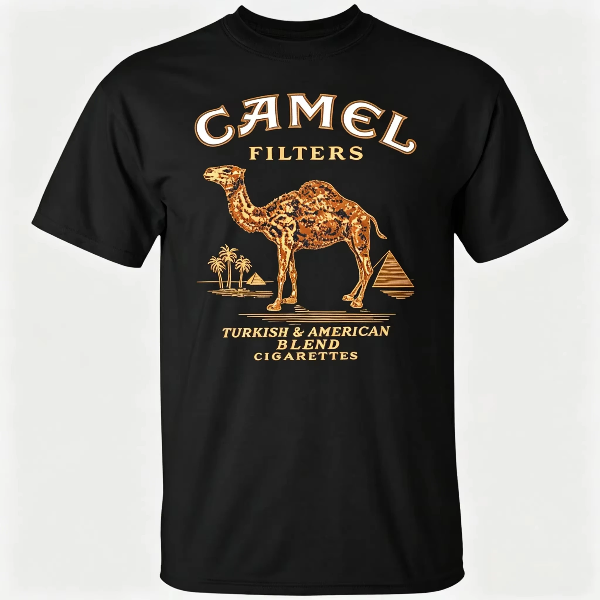 Camel Cigarette Pyramid Classic Graphics Cotton T-Shirt 2026 New Cool American Style Tough Guy Men's