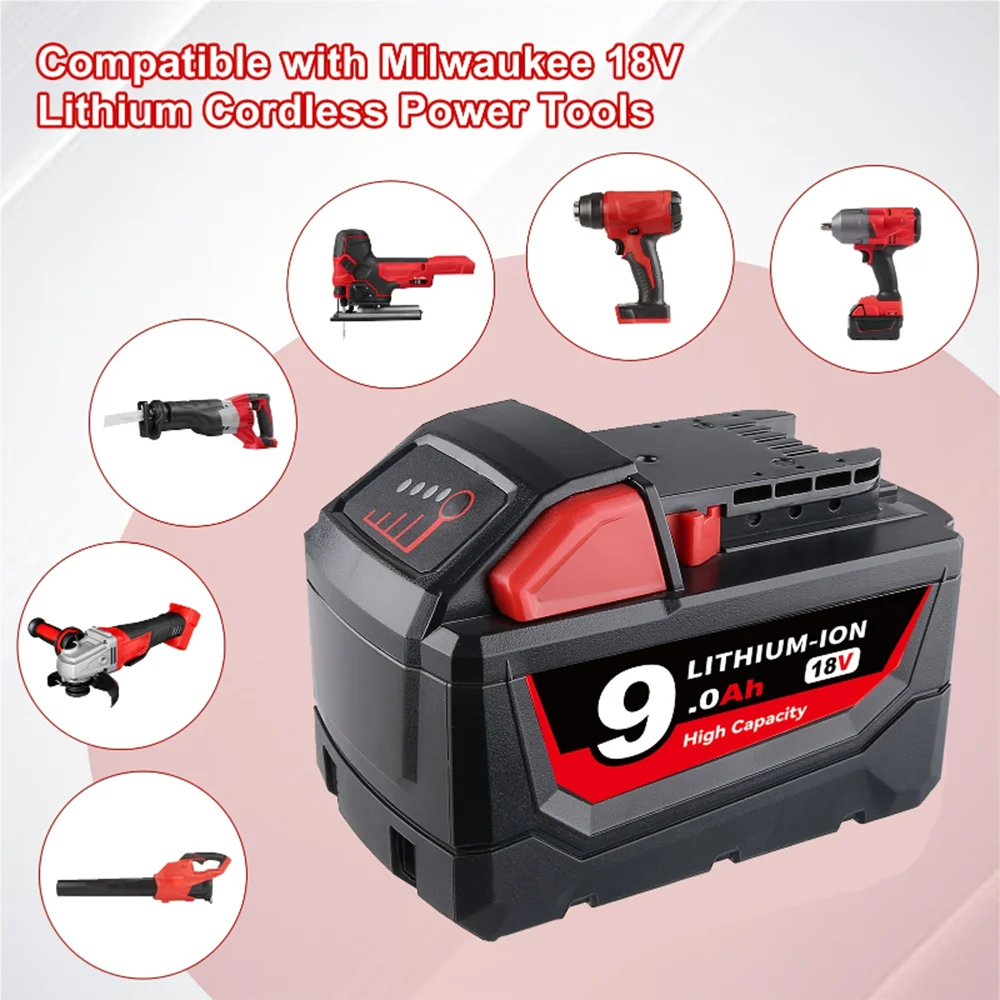 

12000mAH/6000mAH For Milwaukee M18 18V Replacement For Milwaukee M18B5 XC Li-ion battery 48-11-1815 2604-20 48-11-1850 charger
