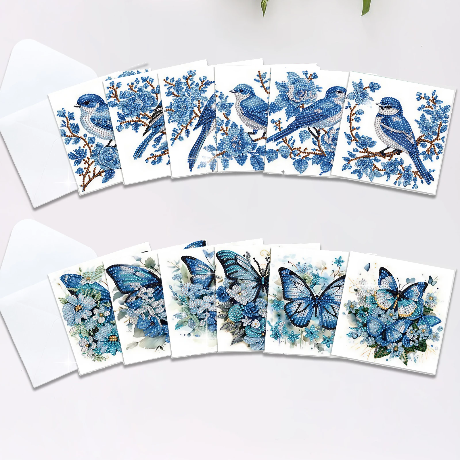 

12Pcs Diamond Art Painting Greeting cards Kits for Adult,Blue Theme Greeting cards Diamond Art cards for Creative Decor Art Gift