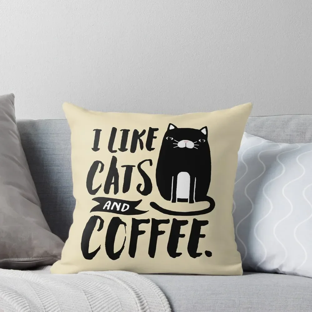 

I Like Cats and Coffee Throw Pillow Room decorating items Christmas Pillowcase pillow