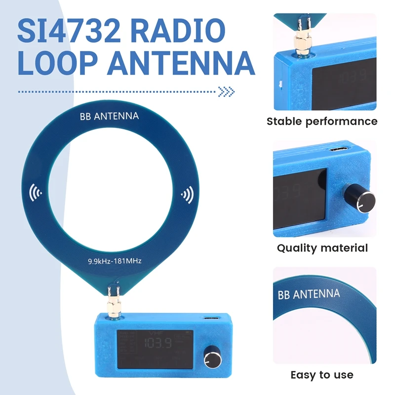 SI4732 Радио SMA Интерфейс 0,5-108 МГц Полнодиапазонный AM FM LSB USB-радио с цилиндрической антенной 1,9-дюймовый IPS-экран