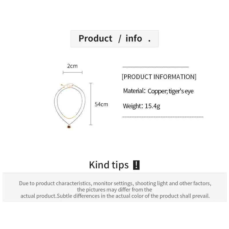 2PCS Double Side Layered Natural Tigers' Eyes Pendant Necklace for Women PU Rope Chains Popular Collar Jewelry Gifts