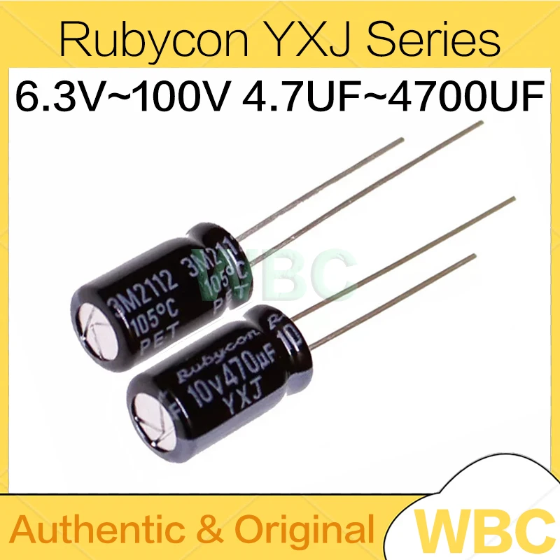 10Pcs Rubycon YXJ Series Electrolytic Capacitor 6.3V~100V 4.7UF~4700UF 6.3V 10V 16V 25V 35V 50V 63V 100V 22UF 33UF 100UF 2200UF