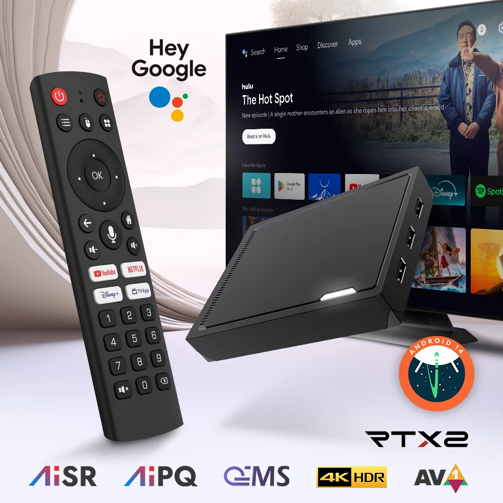 RT-X2 Android 14 TV Box Realtek1325 CPU يدعم AI-PQ AI-SR Set Top Box Android 14.0 1000M 2T2R Wifi5 BT5.2 مشغل الوسائط #3