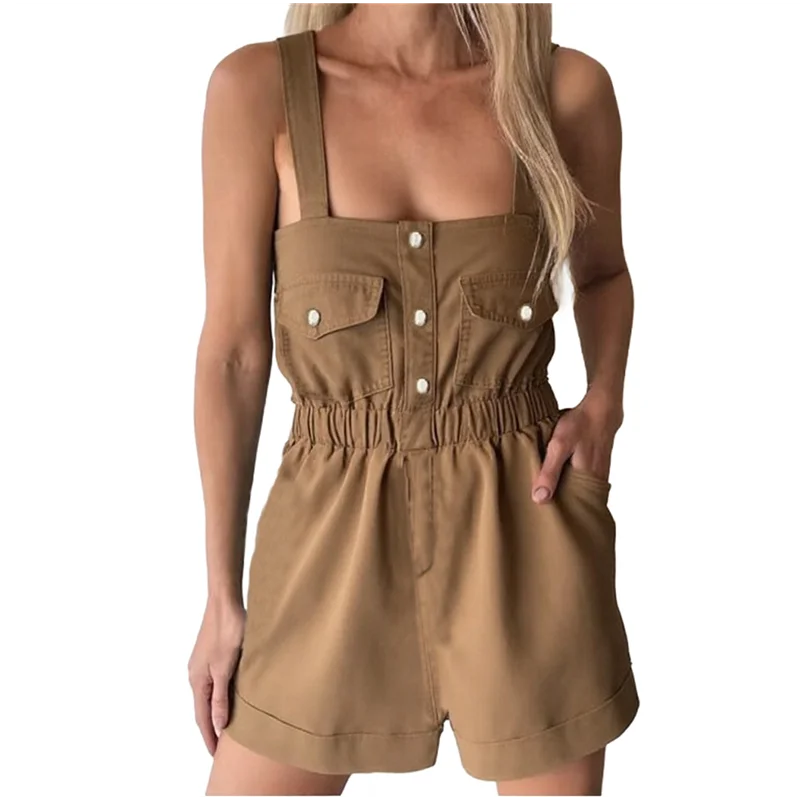 

Женские летние повседневные джинсовые комбинезоны с нагрудником, милый джинсовый комбинезон с манжетами по подолу, комбинезон, короткие комбинезоны