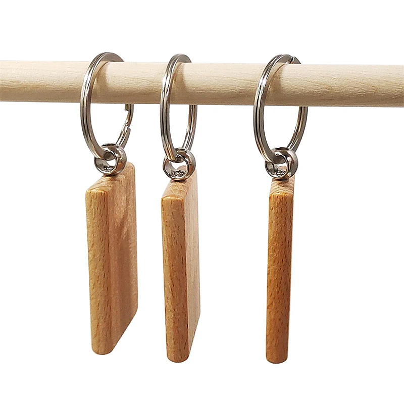 30Pcs Wood Keychain Blanks Wooden Blank Keyrings Key Chain Tag for DIY Crafts