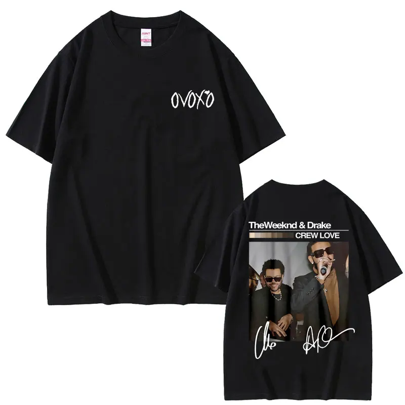 

Rapper The Weeknd and Drake Crew Love Graphic T-shirts Men Women Hip Hop Oversized T Shirts Male Fashion Cool Tshirt Streetwear