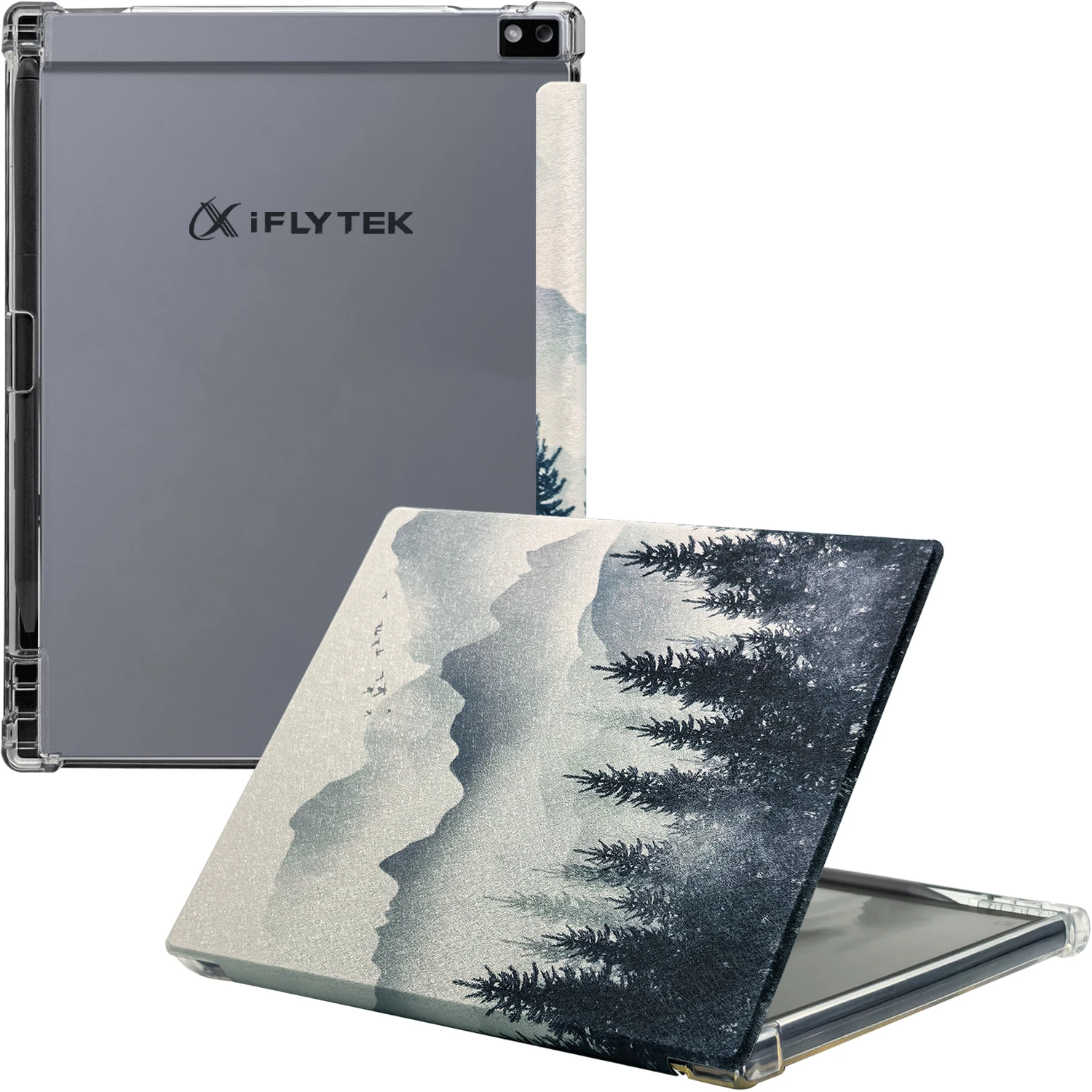 Folio Case for iFLYTEK AINOTE Air 2 / Air 3 Cover with Auto Sleep/Wake, Transparent TPU Back Thickened Corners, Magnetic Closure