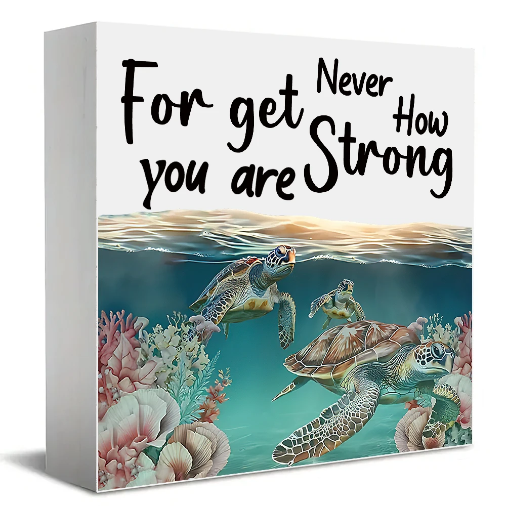 Boîte en bois inspirante Tortue de mer – Cadeau motivant pour les amoureux des tortues, pour la croissance personnelle et la confiance en soi – Idéal pour la maison et le bureau