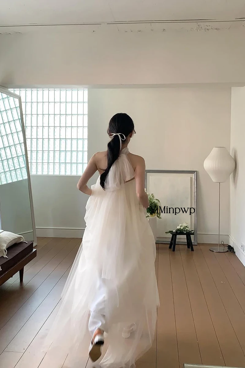 Элегантные свадебные платья Легкое свадебное платье с лямкой на шее без бретелек Романтический стиль Свадебное платье для душа 웨딩드레스 по индивидуальному заказу