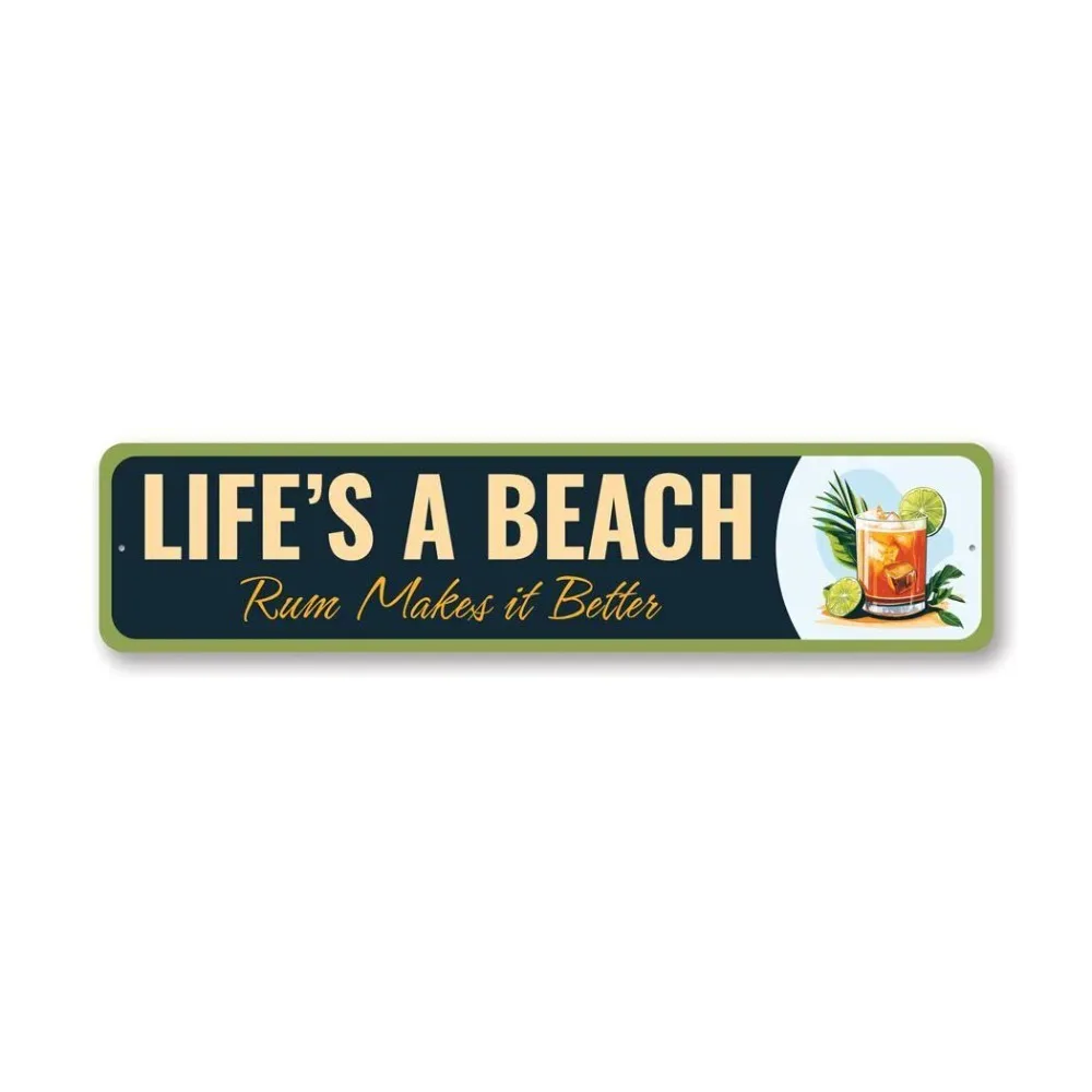 CIFbuy Personalized Text Long Metal Sign, Custom Text Beach Cocktail Wall Ornament (Only For Decoration)