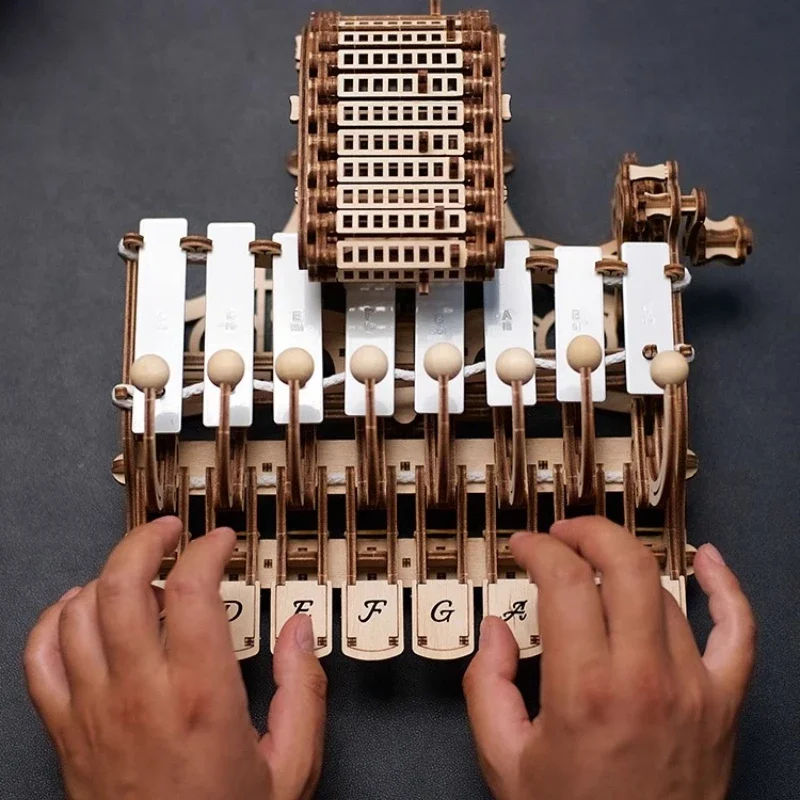 Mechanical steel sheet, piano and wood 3D three-dimensional puzzle, adult version assembly model, piano instrument