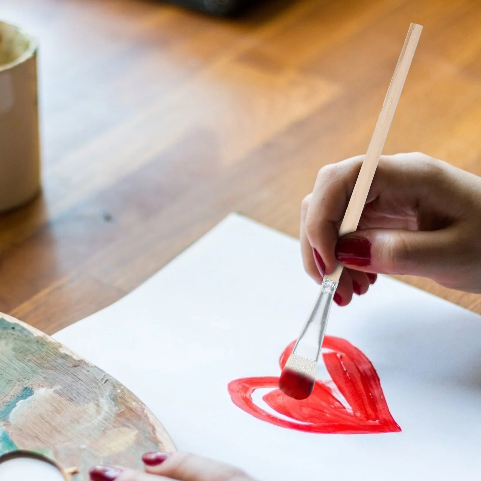 

8pcs Wool Paint For Pottery Watercolor Oil Painting, Wooden Handle Art Brush Pen, Multi-Function Ceramic Delineating Tool,