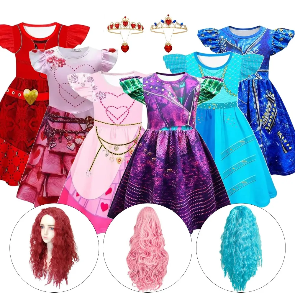 

Movie Rise of Red Mal Cosplay Costume Evie Disguise Dress Uniform Suit for Kids Outfit Halloween Carnival Party Clothes Roleplay
